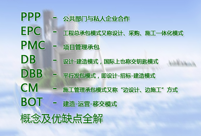 【最全】PPP、EPC、PMC、DB、DBB、CM、BOT概念及優(yōu)缺點全解